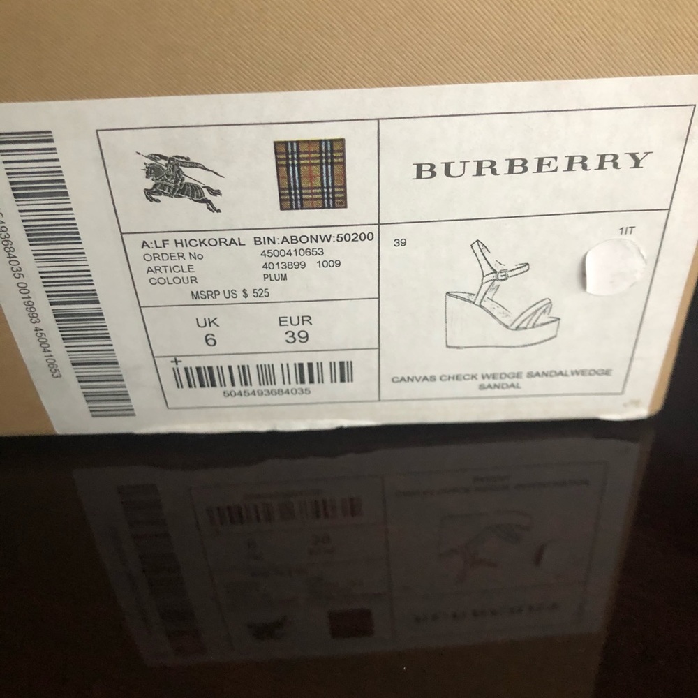 Burberry Hickoral Wedge Sandals